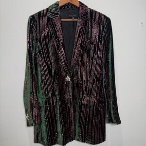 NWOT Escada Emerald & Pink sparkle blazer Original Price $3195 Sz: 36 8/10 US